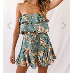 Bandeau Tie-Back Romper Sage
